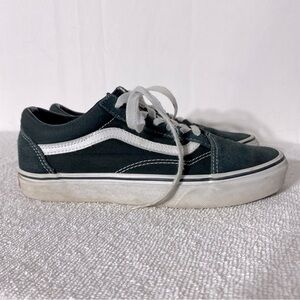 Vans Black Suede Canvas Old Skool Low Top Sneakers 7.5